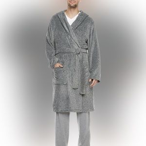 NWT St. John's Bay Soft Touch Long Sleeve Hooded Robe Heather Grey XL/XXL